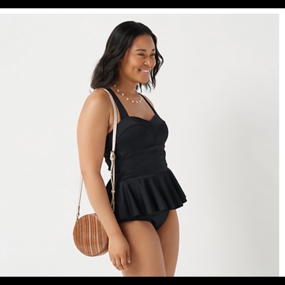 GILI tankini peplum top with high wasted bottoms